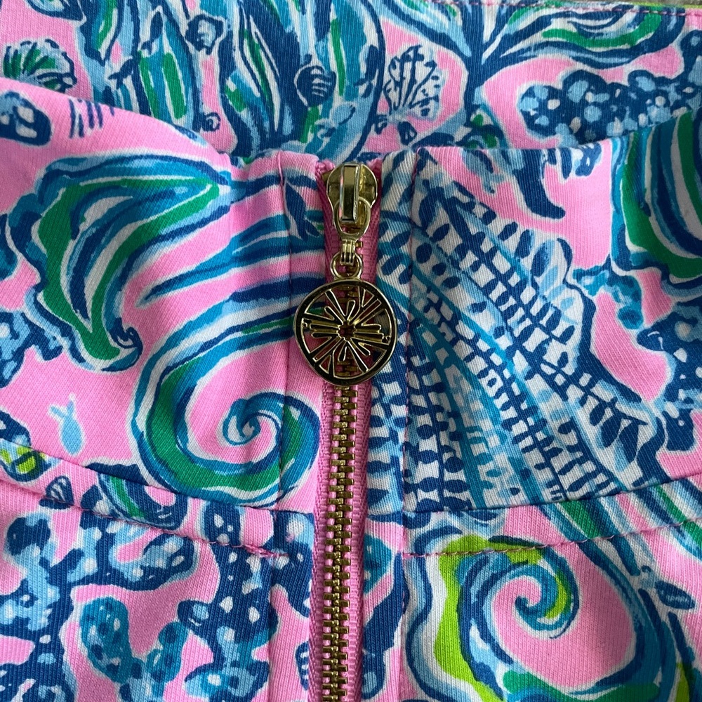 Lilly Pulitzer Pink, Teal & Green Pullover Quarter-Zip Hoodie - Picture 3 of 3